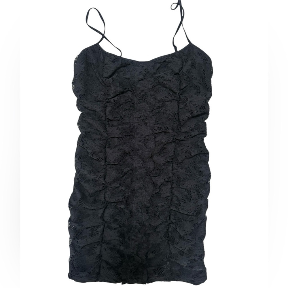 New with tags size Large urban outfitters black ruched lace bodycon mini dress - Picture 3 of 4